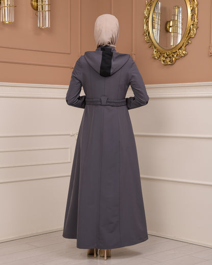 Regenmanto aus Fallschirmstoff mit Satinfutter und abnehmbarer Kapuze 1227 - Anthrazit