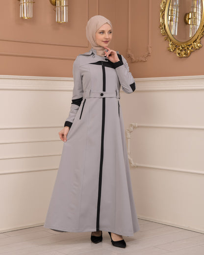 Regenmanto aus Fallschirmstoff mit Satinfutter und abnehmbarer Kapuze 1227 - Grau