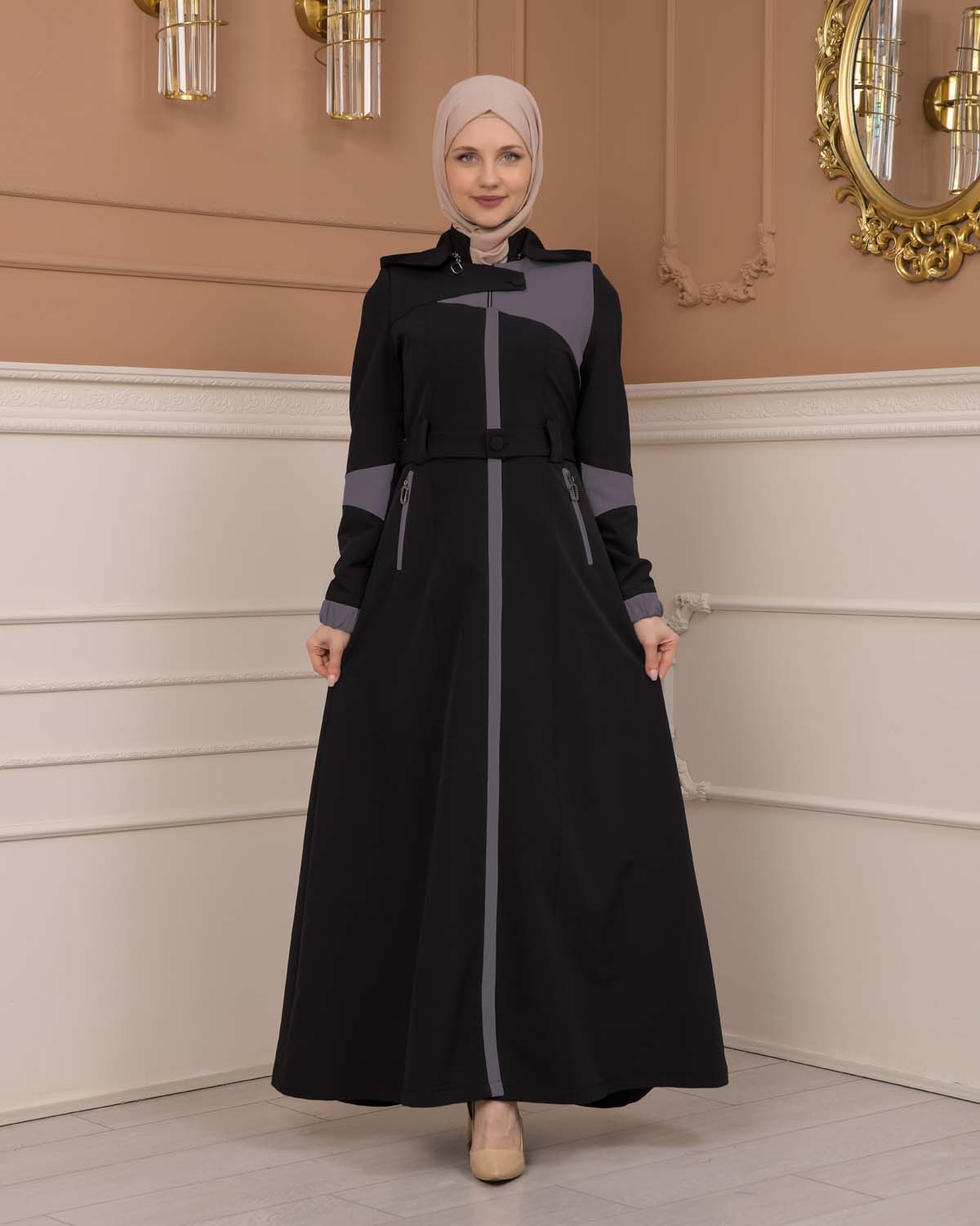 Regenmanto aus Fallschirmstoff mit Satinfutter und abnehmbarer Kapuze 1227 - Dunkelanthrazit