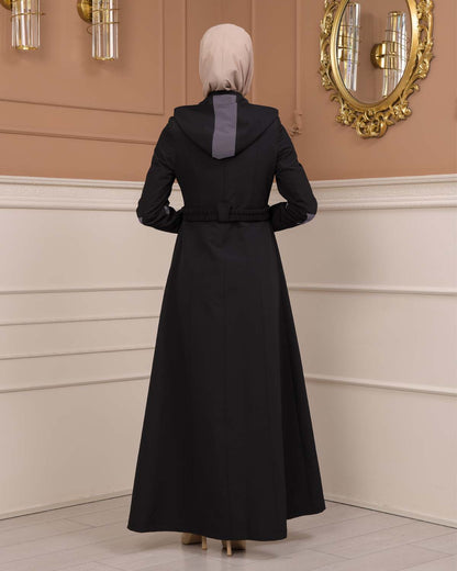 Regenmanto aus Fallschirmstoff mit Satinfutter und abnehmbarer Kapuze 1227 - Dunkelanthrazit