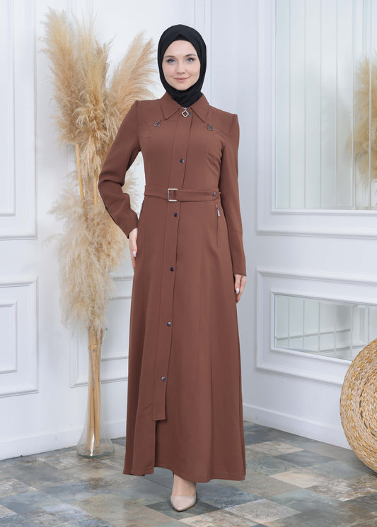 Manto aus Petek-Stoff mit Satinfutter 242 - Cognac