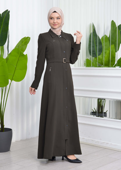 Manto aus Petek-Stoff mit Satinfutter 242 - Khaki