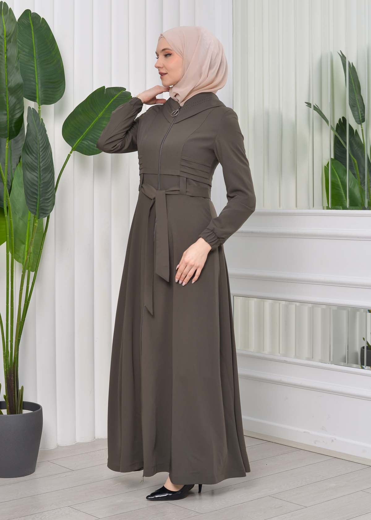 Brada-Mantel mit Royal-Kragen und Kapuze 1204 - Dunkelkhaki