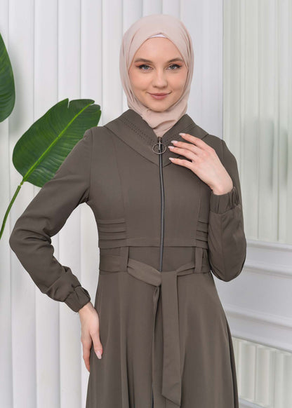 Brada-Mantel mit Royal-Kragen und Kapuze 1204 - Dunkelkhaki