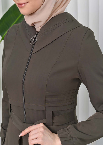 Brada-Mantel mit Royal-Kragen und Kapuze 1204 - Dunkelkhaki