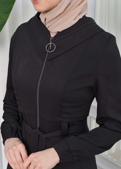 Brada-Mantel mit Royal-Kragen und Kapuze 1204 - Schwarz