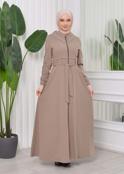 Brada-Mantel mit Royal-Kragen und Kapuze 1204 - Beige