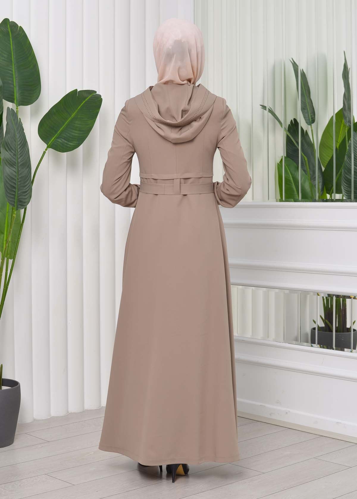 Brada-Mantel mit Royal-Kragen und Kapuze 1204 - Beige