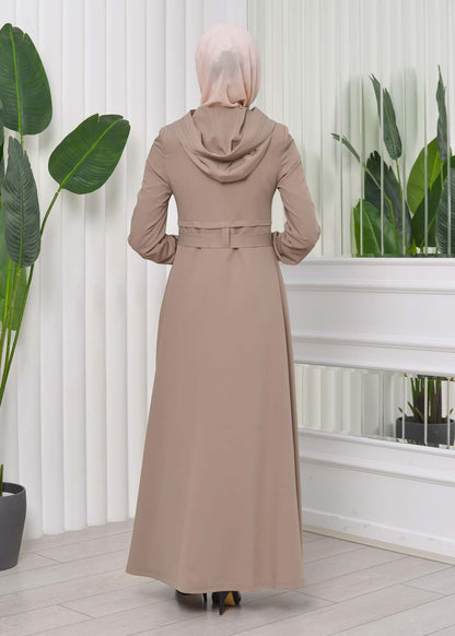 Brada-Mantel mit Royal-Kragen und Kapuze 1204 - Beige