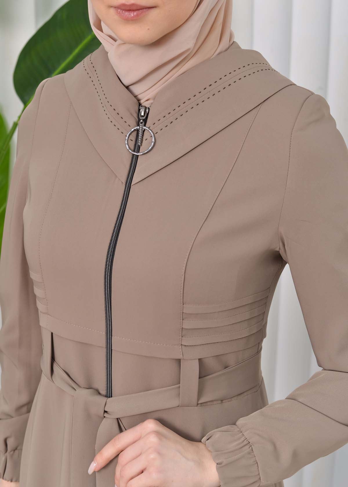 Brada-Mantel mit Royal-Kragen und Kapuze 1204 - Beige