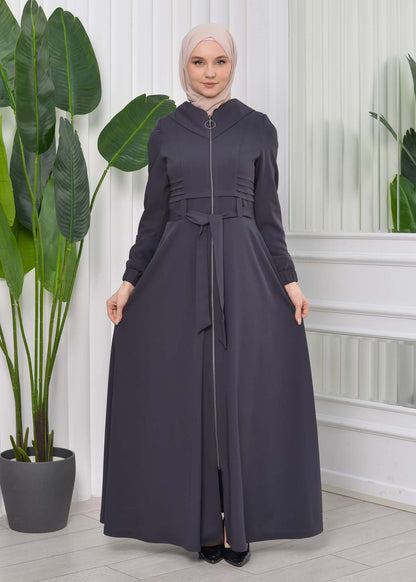 Brada-Mantel mit Royal-Kragen und Kapuze 1204 - Dunkelgrau