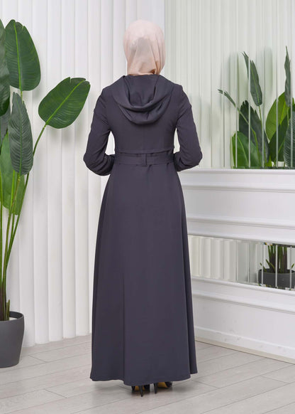 Brada-Mantel mit Royal-Kragen und Kapuze 1204 - Dunkelgrau