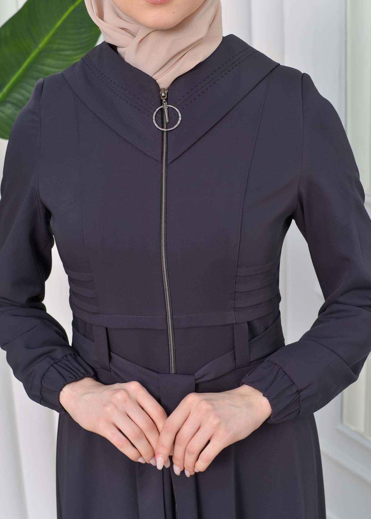 Brada-Mantel mit Royal-Kragen und Kapuze 1204 - Dunkelgrau