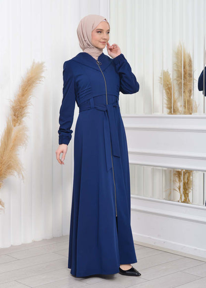 Brada-Mantel mit Royal-Kragen und Kapuze 1204 - Blau