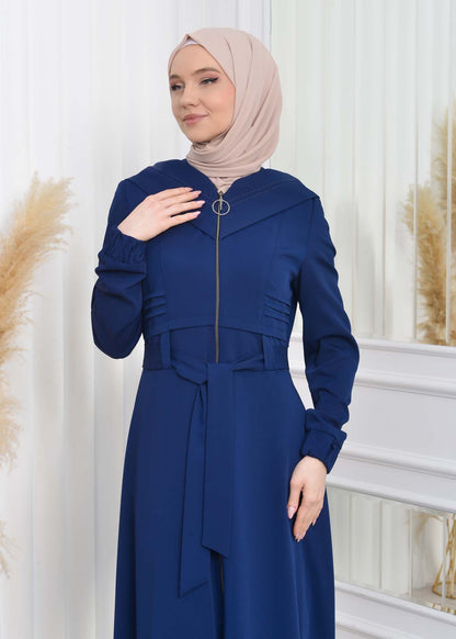 Brada-Mantel mit Royal-Kragen und Kapuze 1204 - Blau