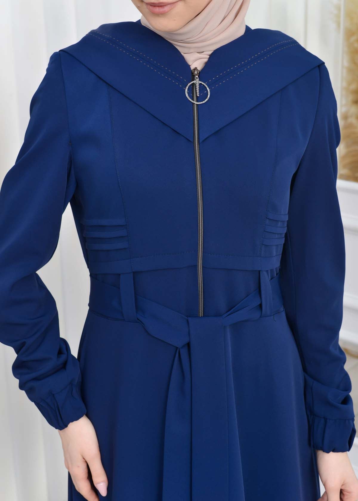 Brada-Mantel mit Royal-Kragen und Kapuze 1204 - Blau