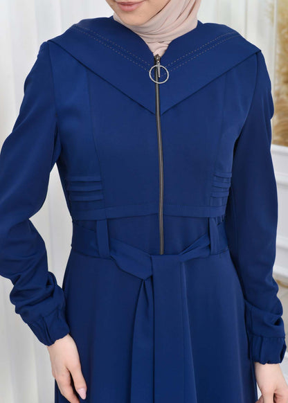 Brada-Mantel mit Royal-Kragen und Kapuze 1204 - Blau