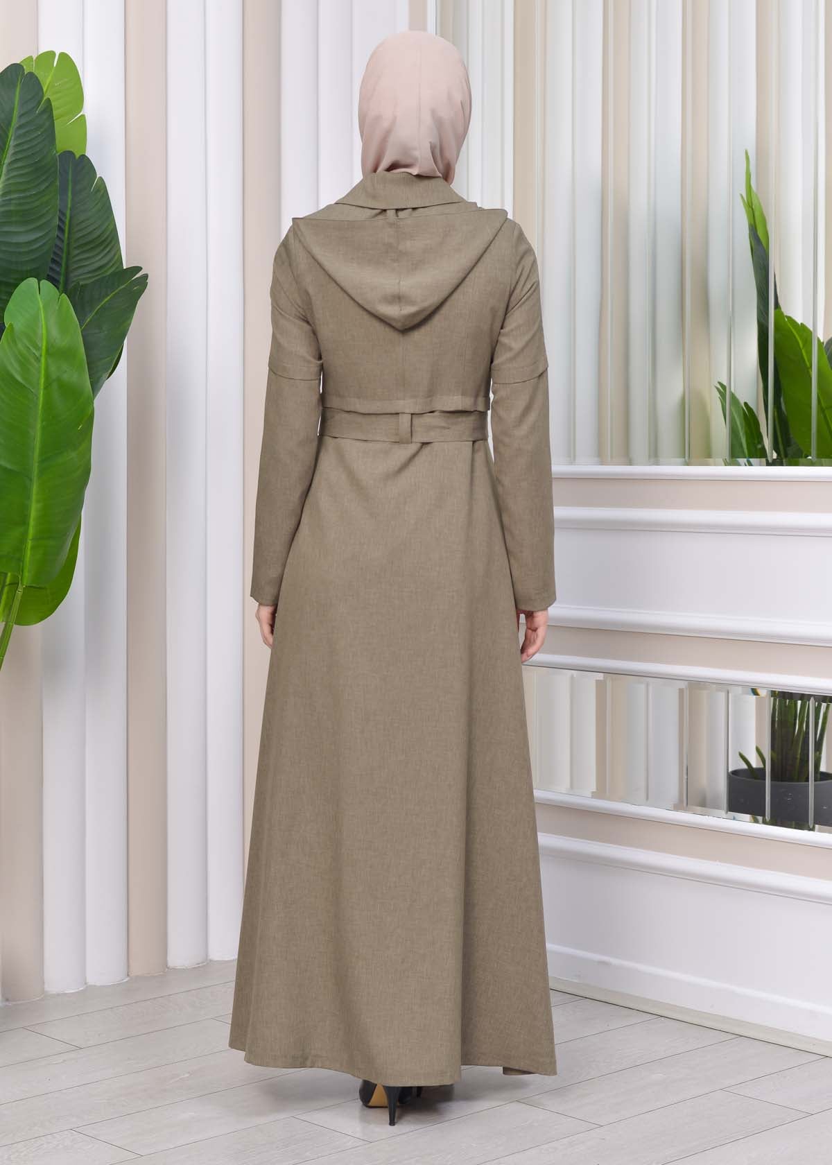 Gestreifter Gabardine-Damenmantel (Frühling/Sommer) mit Reißverschluss und Kapuze 1212 - Mintgrün