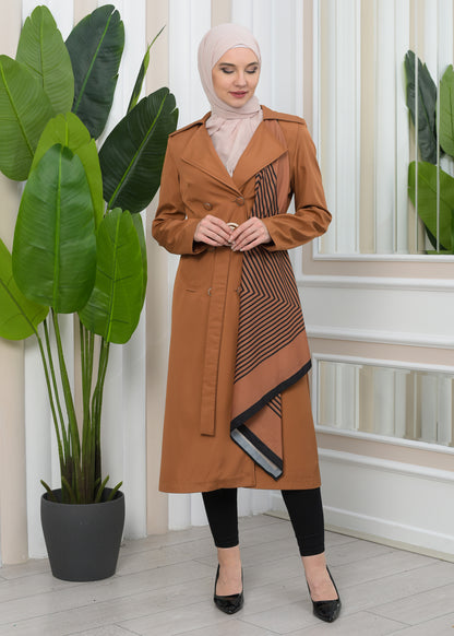 Wasserabweisender Parachute-Trenchcoat mit Satinfutter 1347 - Cognac