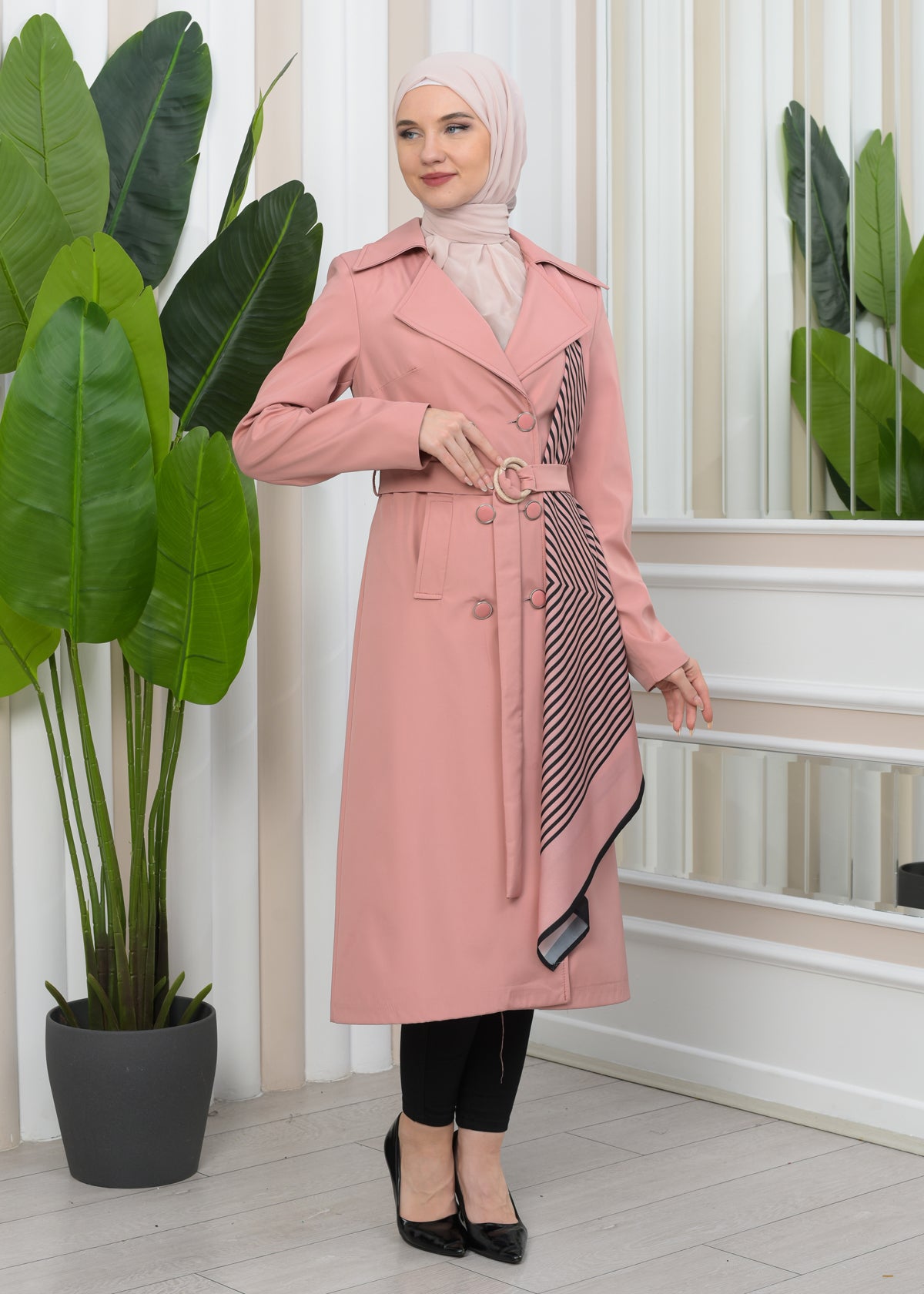 Wasserabweisender Parachute-Trenchcoat mit Satinfutter 1347 - Rosa