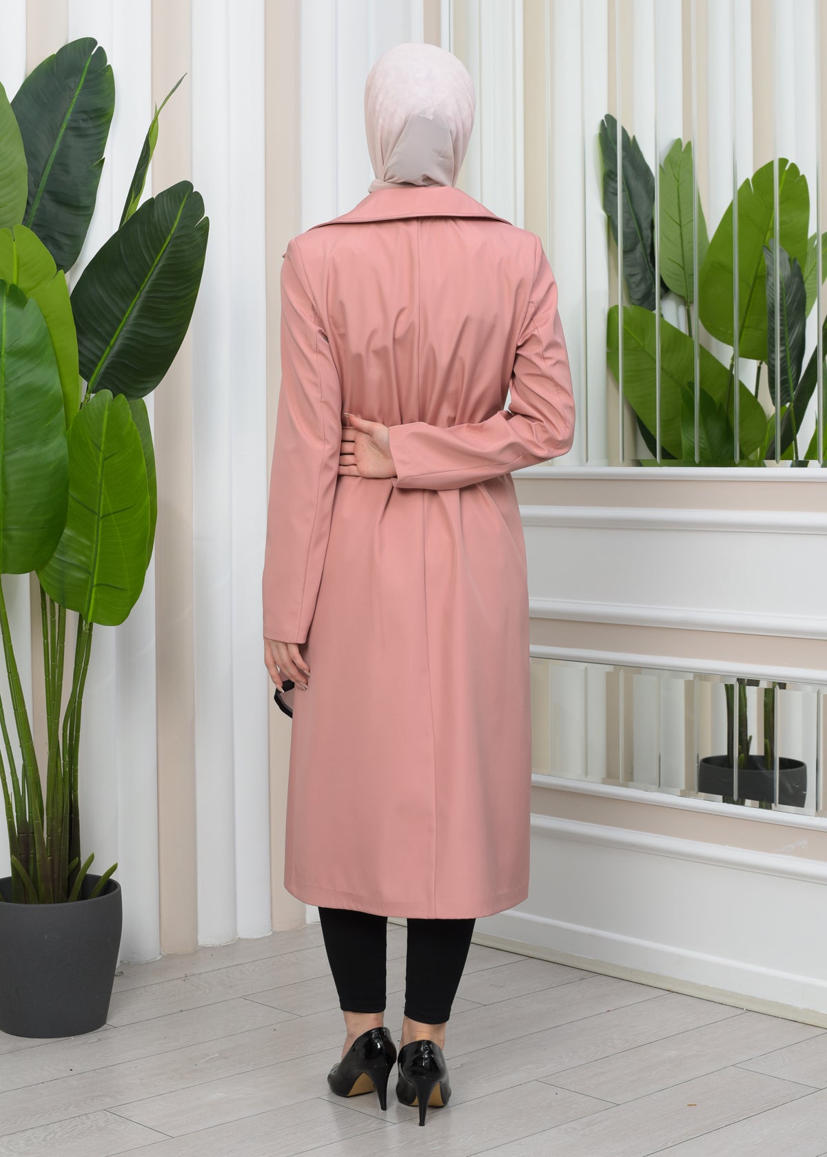 Wasserabweisender Parachute-Trenchcoat mit Satinfutter 1347 - Rosa