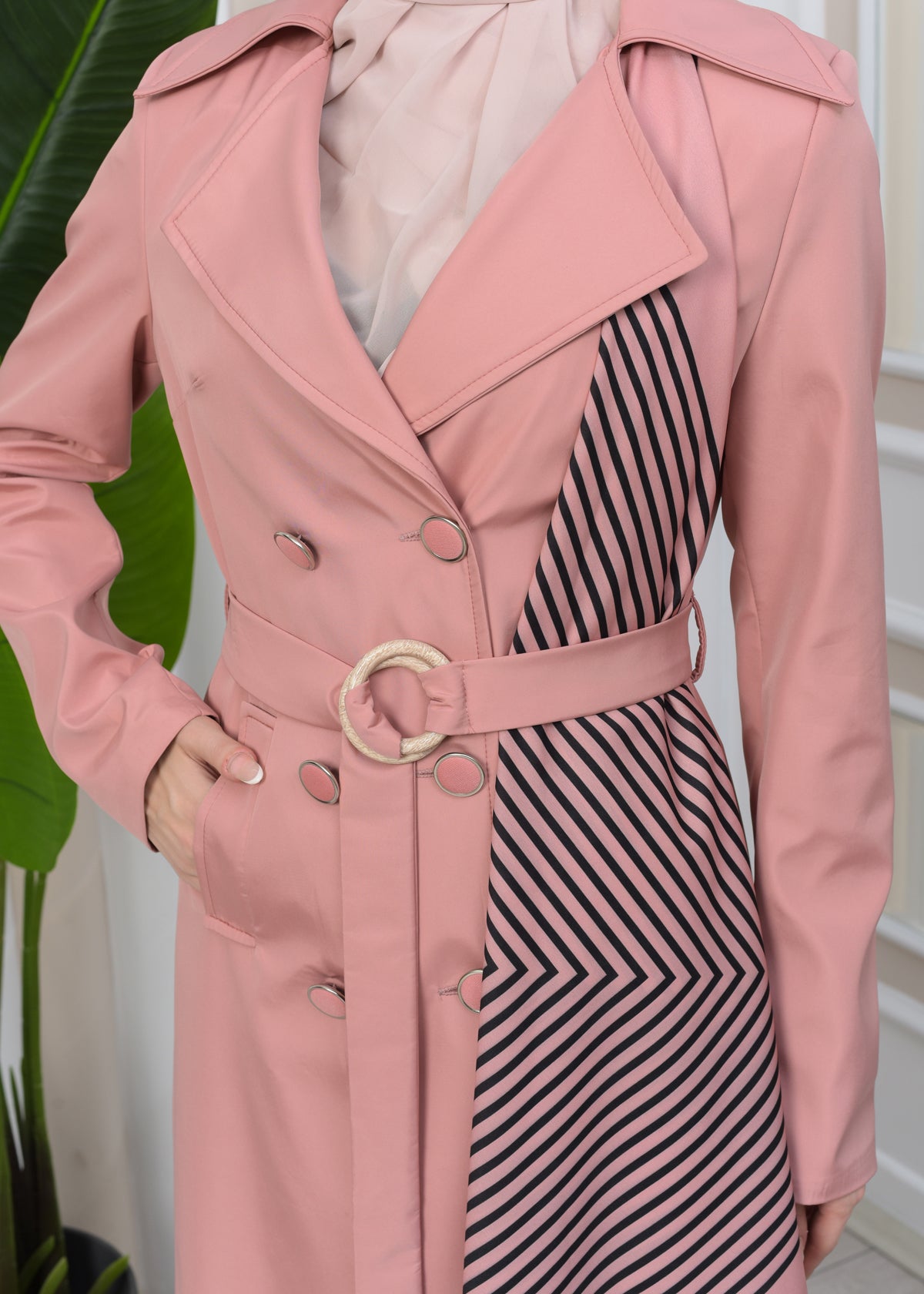 Wasserabweisender Parachute-Trenchcoat mit Satinfutter 1347 - Rosa