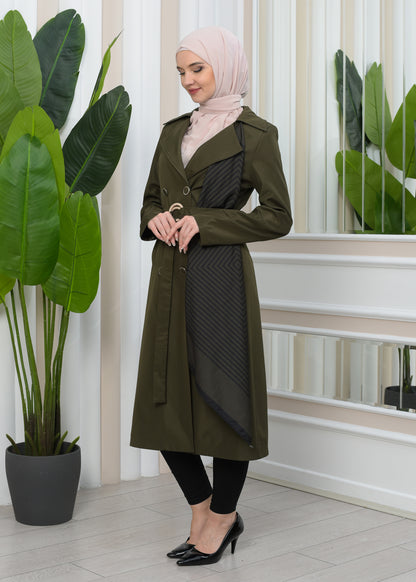 Wasserabweisender Parachute-Trenchcoat mit Satinfutter 1347 - Khaki