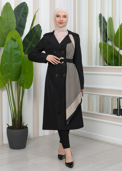 Wasserabweisender Parachute-Trenchcoat mit Satinfutter 1347 - Schwarz