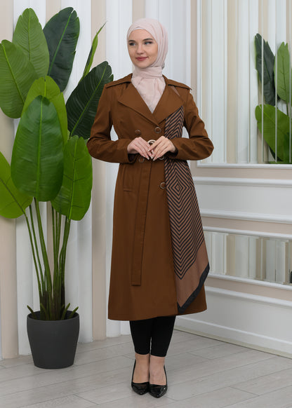 Wasserabweisender Parachute-Trenchcoat mit Satinfutter 1347 - Braun