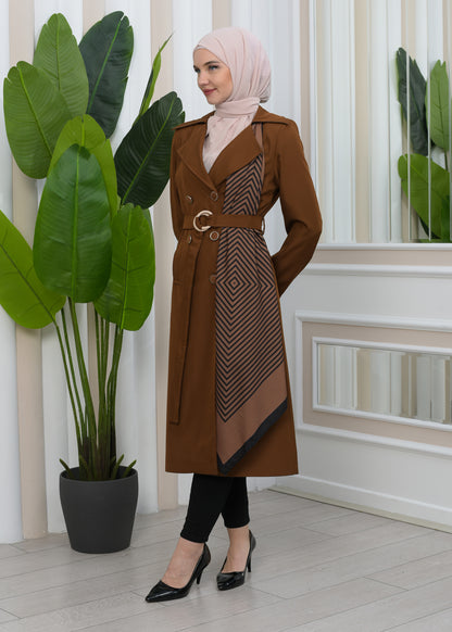 Wasserabweisender Parachute-Trenchcoat mit Satinfutter 1347 - Braun