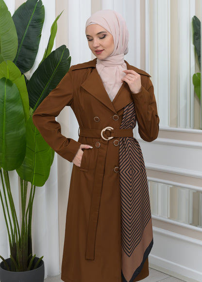 Wasserabweisender Parachute-Trenchcoat mit Satinfutter 1347 - Braun