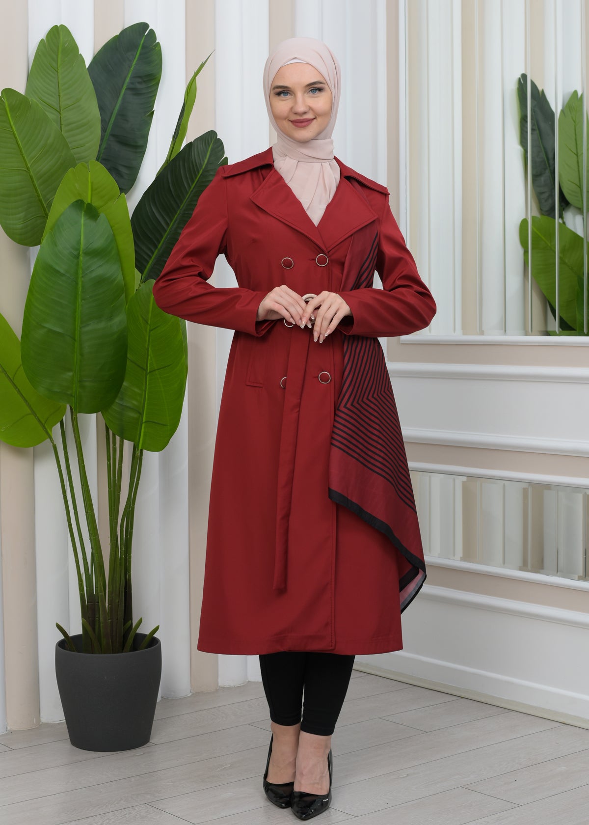 Wasserabweisender Parachute-Trenchcoat mit Satinfutter 1347 - Bordeaux