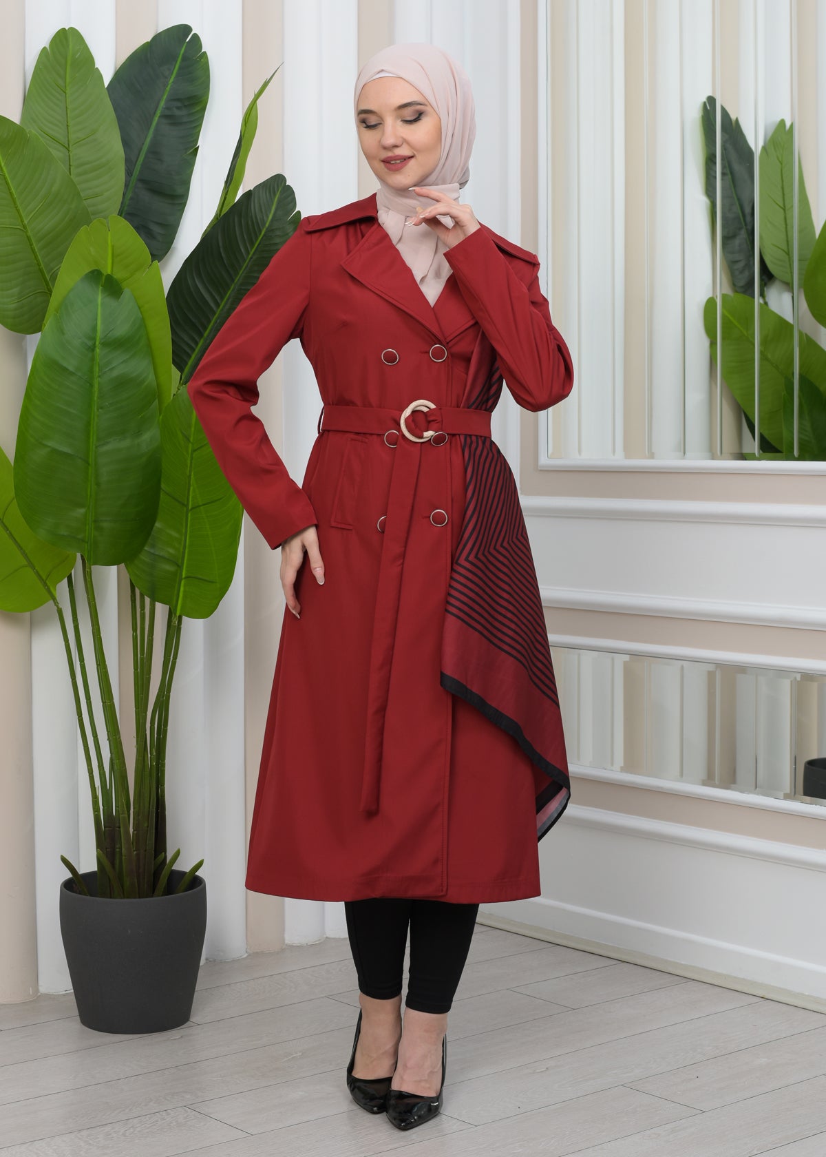 Wasserabweisender Parachute-Trenchcoat mit Satinfutter 1347 - Bordeaux