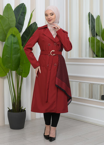 Wasserabweisender Parachute-Trenchcoat mit Satinfutter 1347 - Bordeaux