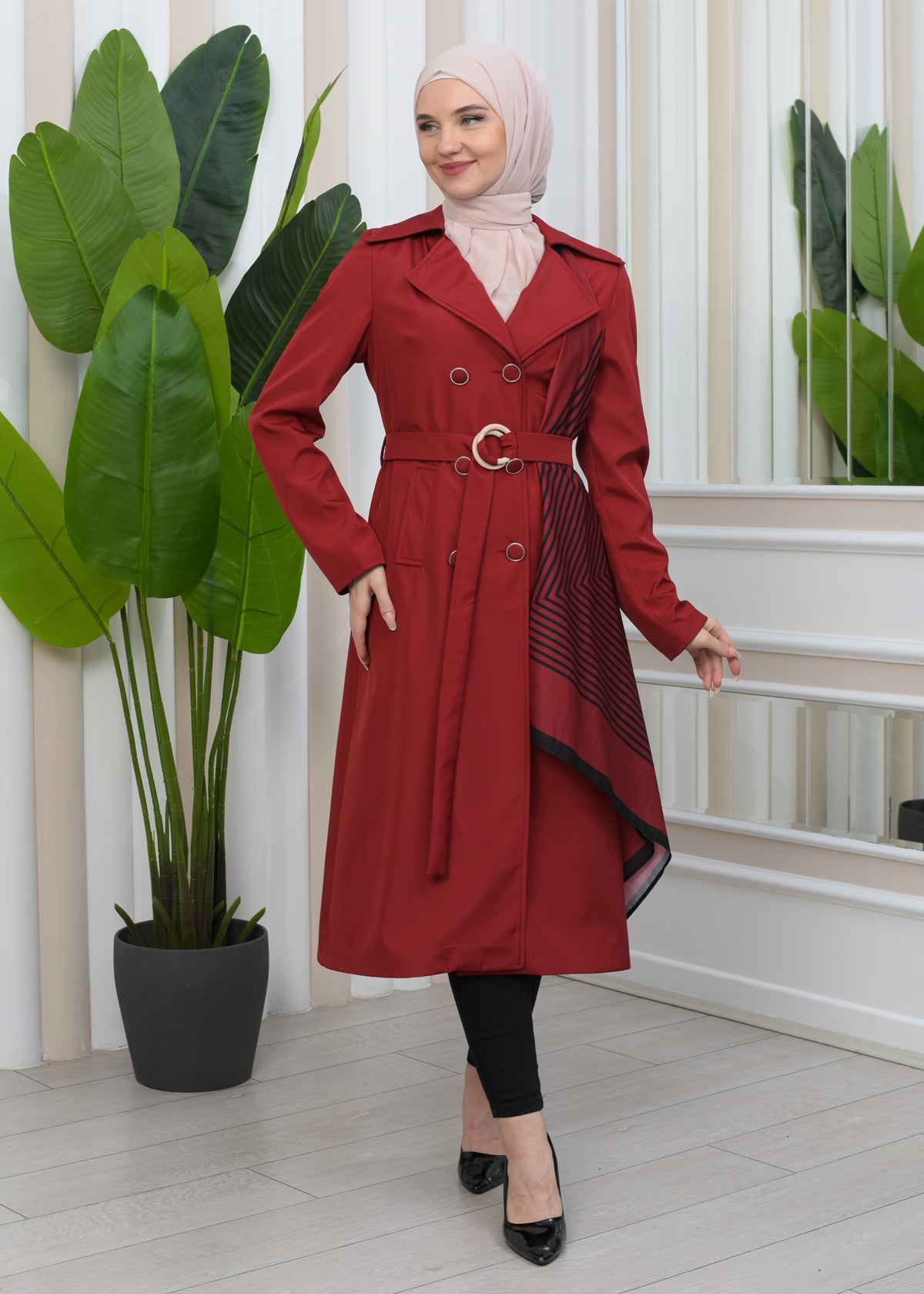 Wasserabweisender Parachute-Trenchcoat mit Satinfutter 1347 - Bordeaux