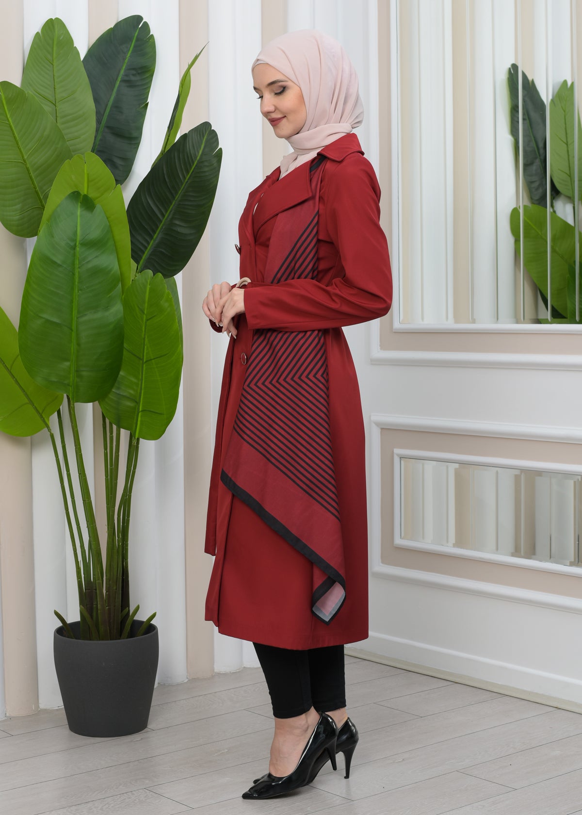 Wasserabweisender Parachute-Trenchcoat mit Satinfutter 1347 - Bordeaux