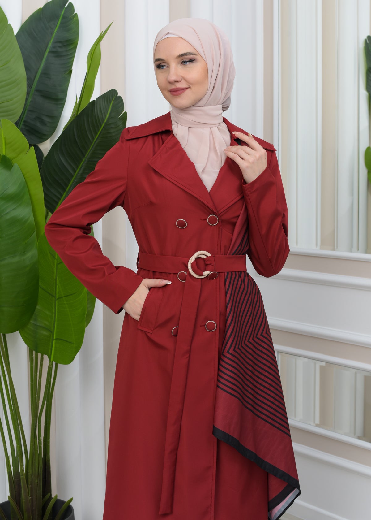 Wasserabweisender Parachute-Trenchcoat mit Satinfutter 1347 - Bordeaux