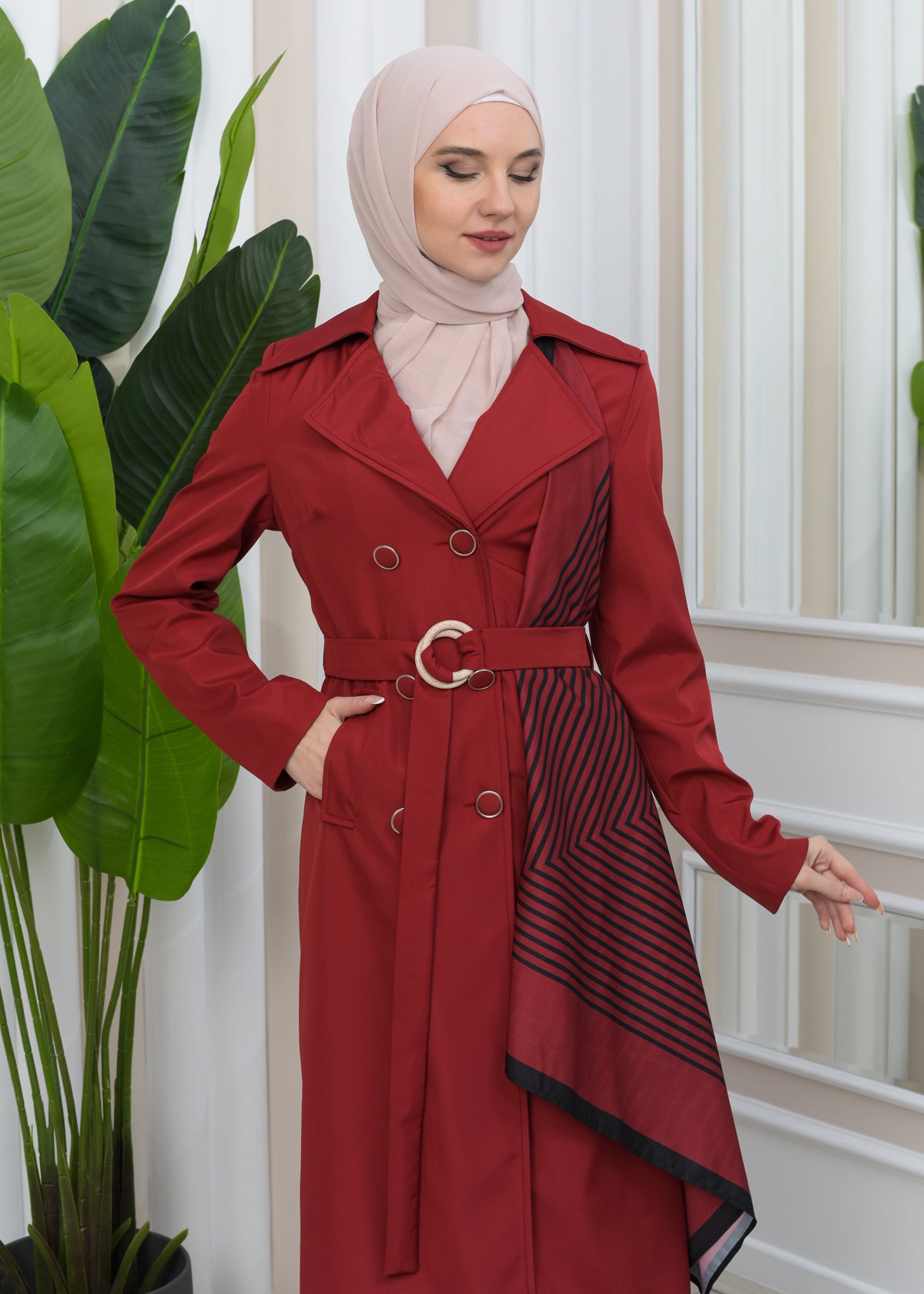 Wasserabweisender Parachute-Trenchcoat mit Satinfutter 1347 - Bordeaux