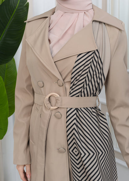 Wasserabweisender Parachute-Trenchcoat mit Satinfutter 1347 - Beige