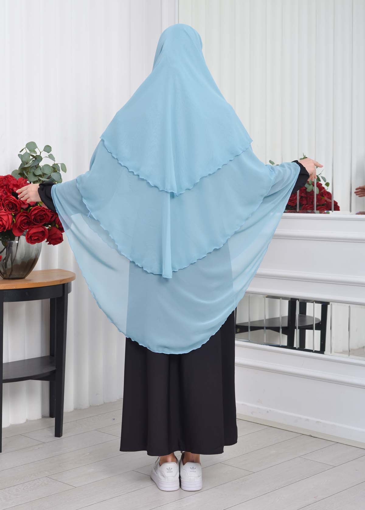 Chiffon Hijab Ready Made Veiled Practical Scarf 3 Layer - Cover Souffle 827 - Mint