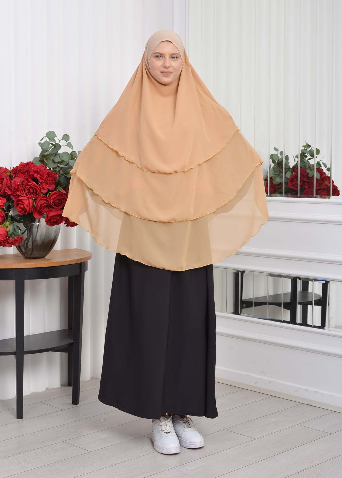 Chiffon Hijab Ready Made Veiled Practical Scarf 3 Layer - Cover Souffle 827 - Lachs