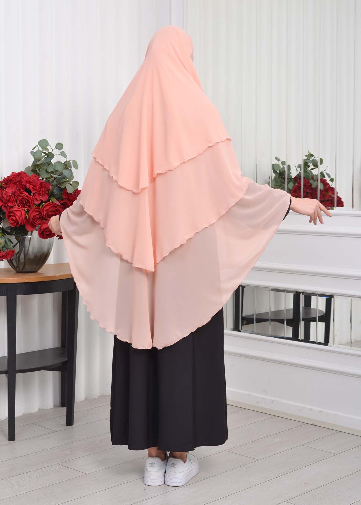 Chiffon Hijab Ready Made Veiled Practical Scarf 3 Layer - Cover Souffle 827 - Puder