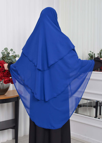 Chiffon Hijab Ready Made Veiled Practical Scarf 3 Layer - Cover Souffle 827 - Blau