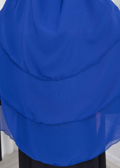 Chiffon Hijab Ready Made Veiled Practical Scarf 3 Layer - Cover Souffle 827 - Blau