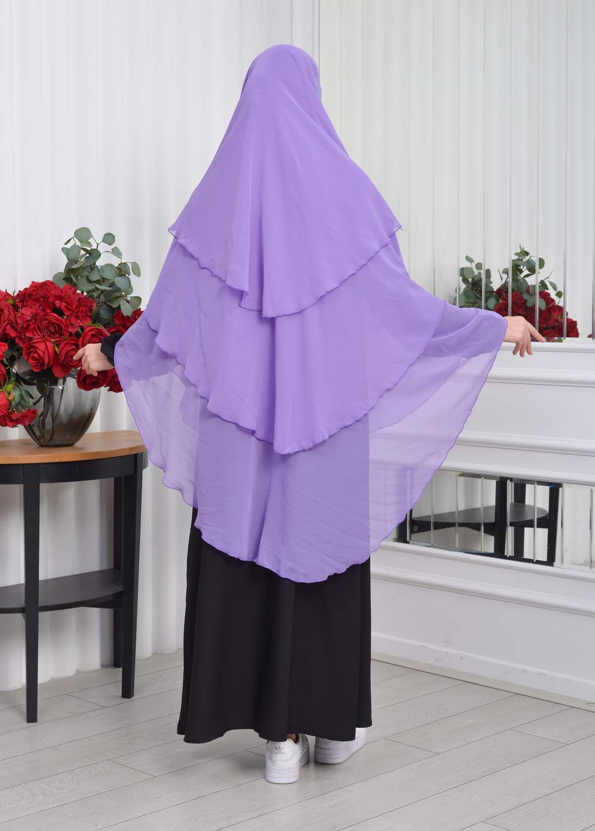 Chiffon Hijab Ready Made Veiled Practical Scarf 3 Layer - Cover Souffle 827 - Flieder