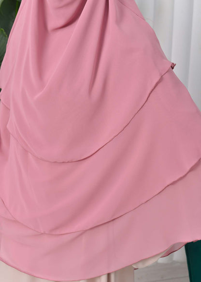 Chiffon Hijab Ready Made Veiled Practical Scarf 3 Layer - Cover Souffle 827 - Rosa