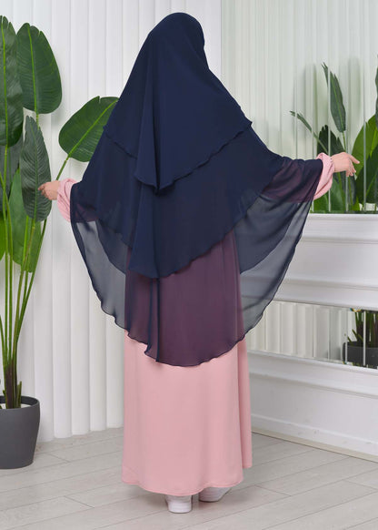 Chiffon Hijab Ready Made Veiled Practical Scarf 3 Layer - Cover Souffle 827 - Dunkelblau