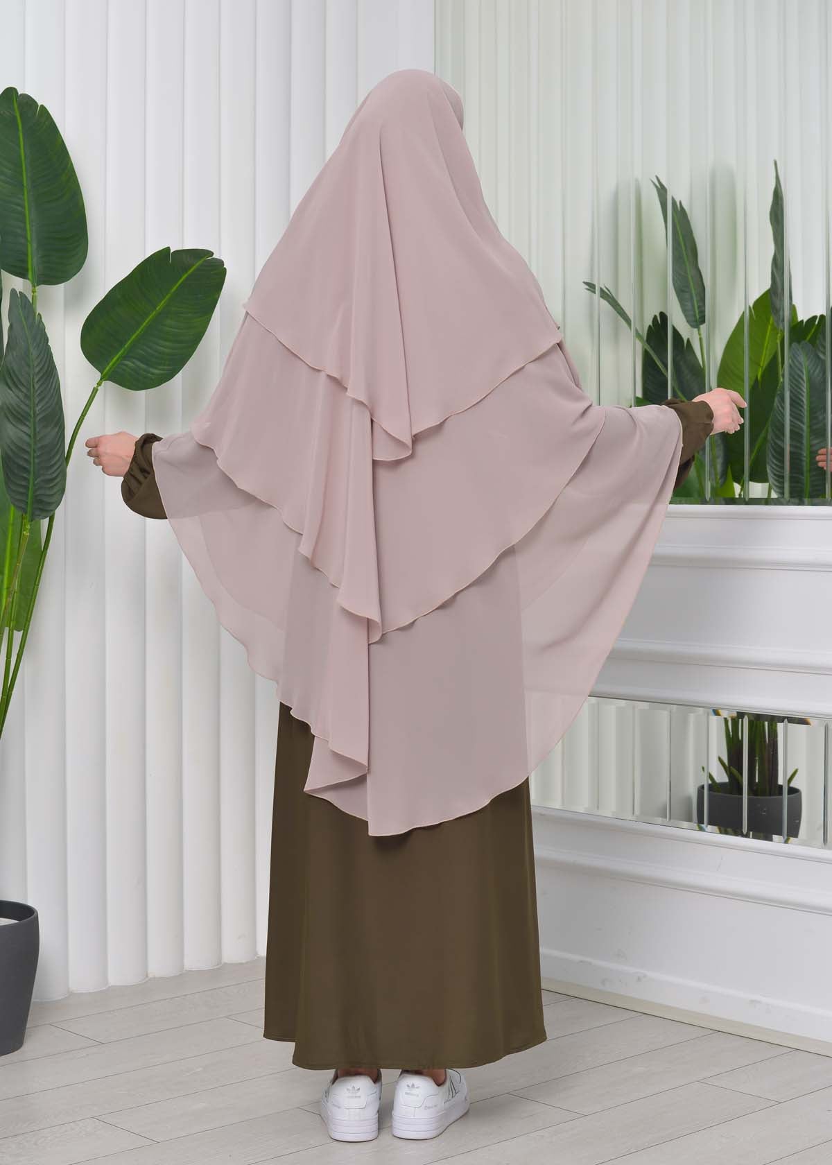 Chiffon Hijab Ready Made Veiled Practical Scarf 3 Layer - Cover Souffle 827 - Hellbraun
