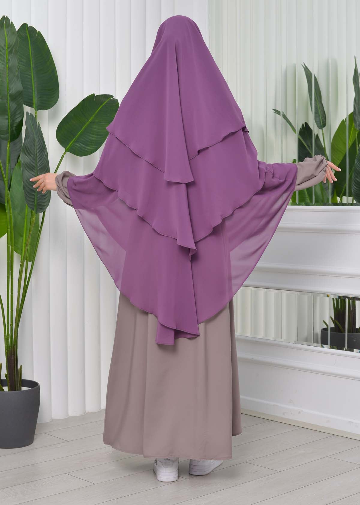 Chiffon Hijab Ready Made Veiled Practical Scarf 3 Layer - Cover Souffle 827 - Lavendel