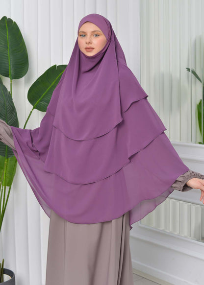 Chiffon Hijab Ready Made Veiled Practical Scarf 3 Layer - Cover Souffle 827 - Lavendel